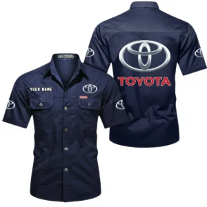 Toyota Short Sleeved Shirt, All Over Print Button Shirt CAR444052625870 - Dark Blue