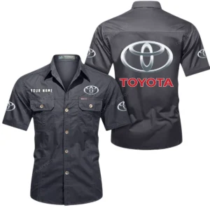 Toyota Short Sleeved Shirt, All Over Print Button Shirt CAR444052625870 - Gray