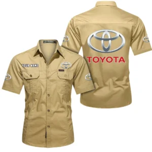 Toyota Short Sleeved Shirt, All Over Print Button Shirt CAR444052625870 - Khaki