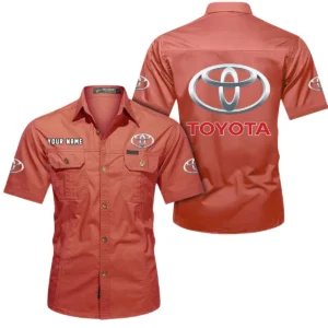 Toyota Short Sleeved Shirt, All Over Print Button Shirt CAR444052625870 - Red