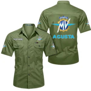 MV Agusta Short Sleeved Shirt, All Over Print Button Shirt CAR444052625871 - Fruit Green