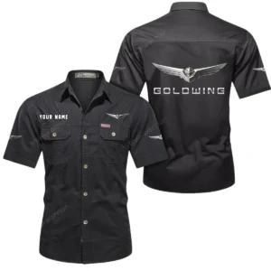 Honda Gold Wing Short Sleeved Shirt, All Over Print Button Shirt CAR444052625872 - Black