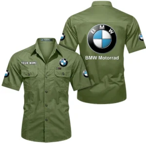 BMW Motorrad Short Sleeved Shirt, All Over Print Button Shirt CAR444052625873 - Fruit Green