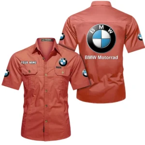 BMW Motorrad Short Sleeved Shirt, All Over Print Button Shirt CAR444052625873 - Red
