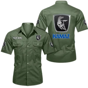 Kamaz Short Sleeved Shirt, All Over Print Button Shirt CAR444052625875 - Army Green