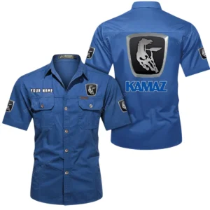 Kamaz Short Sleeved Shirt, All Over Print Button Shirt CAR444052625875 - Cowboy Blue