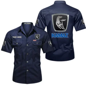 Kamaz Short Sleeved Shirt, All Over Print Button Shirt CAR444052625875 - Dark Blue