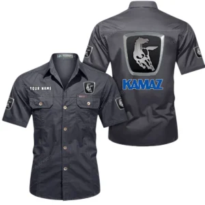 Kamaz Short Sleeved Shirt, All Over Print Button Shirt CAR444052625875 - Gray