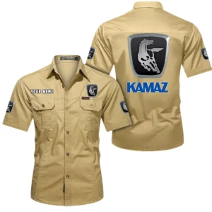 Kamaz Short Sleeved Shirt, All Over Print Button Shirt CAR444052625875 - Khaki