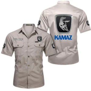 Kamaz Short Sleeved Shirt, All Over Print Button Shirt CAR444052625875 - Beige