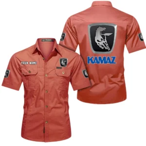 Kamaz Short Sleeved Shirt, All Over Print Button Shirt CAR444052625875 - Red