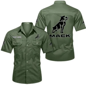 Mack Short Sleeved Shirt, All Over Print Button Shirt CAR444052625877 - Army Green