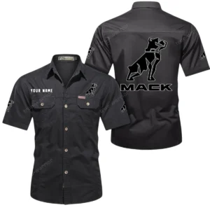 Mack Short Sleeved Shirt, All Over Print Button Shirt CAR444052625877 - Black