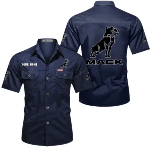 Mack Short Sleeved Shirt, All Over Print Button Shirt CAR444052625877 - Dark Blue