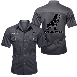 Mack Short Sleeved Shirt, All Over Print Button Shirt CAR444052625877 - Gray
