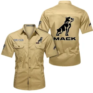 Mack Short Sleeved Shirt, All Over Print Button Shirt CAR444052625877 - Khaki