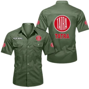 Tatra Short Sleeved Shirt, All Over Print Button Shirt CAR444052625878 - Army Green