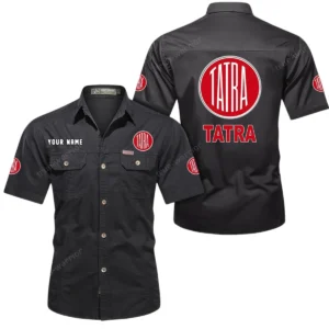 Tatra Short Sleeved Shirt, All Over Print Button Shirt CAR444052625878 - Black