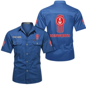 Kenworth Short Sleeved Shirt, All Over Print Button Shirt CAR444052625879 - Cowboy Blue