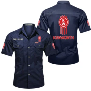 Kenworth Short Sleeved Shirt, All Over Print Button Shirt CAR444052625879 - Dark Blue