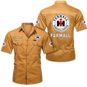 Farmall Short Sleeved Shirt, All Over Print Button Shirt CAR444052625880 - Turmeric