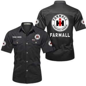 Farmall Short Sleeved Shirt, All Over Print Button Shirt CAR444052625880 - Black