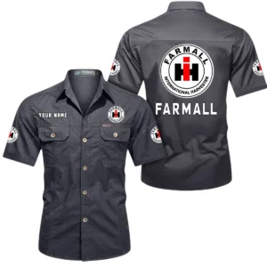 Farmall Short Sleeved Shirt, All Over Print Button Shirt CAR444052625880 - Gray