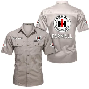 Farmall Short Sleeved Shirt, All Over Print Button Shirt CAR444052625880 - Beige
