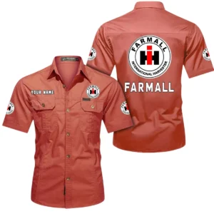Farmall Short Sleeved Shirt, All Over Print Button Shirt CAR444052625880 - Red