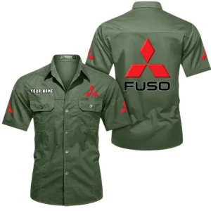 Mitsubishi Fuso Short Sleeved Shirt, All Over Print Button Shirt CAR444052625881 - Army Green