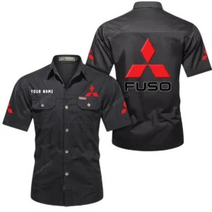 Mitsubishi Fuso Short Sleeved Shirt, All Over Print Button Shirt CAR444052625881 - Black