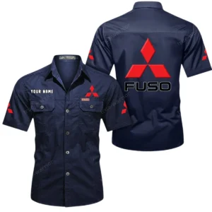 Mitsubishi Fuso Short Sleeved Shirt, All Over Print Button Shirt CAR444052625881 - Dark Blue