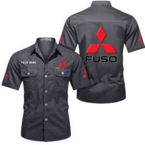 Mitsubishi Fuso Short Sleeved Shirt, All Over Print Button Shirt CAR444052625881 - Gray