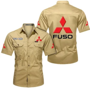 Mitsubishi Fuso Short Sleeved Shirt, All Over Print Button Shirt CAR444052625881 - Khaki
