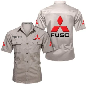 Mitsubishi Fuso Short Sleeved Shirt, All Over Print Button Shirt CAR444052625881 - Beige