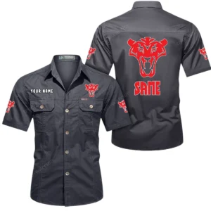 Same Short Sleeved Shirt, All Over Print Button Shirt CAR444052625882 - Gray