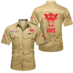 Same Short Sleeved Shirt, All Over Print Button Shirt CAR444052625882 - Khaki