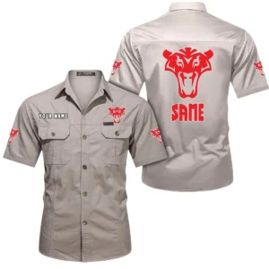 Same Short Sleeved Shirt, All Over Print Button Shirt CAR444052625882 - Beige