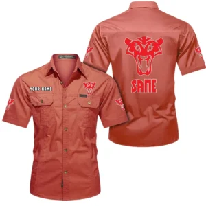 Same Short Sleeved Shirt, All Over Print Button Shirt CAR444052625882 - Red