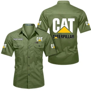 Caterpillar Inc Short Sleeved Shirt, All Over Print Button Shirt CAR444052625883 - Fruit Green
