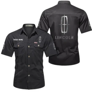 Lincoln Short Sleeved Shirt, All Over Print Button Shirt CAR444052625884 - Black