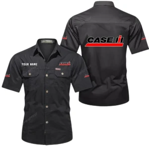 Case IH Short Sleeved Shirt, All Over Print Button Shirt CAR444052625885 - Black