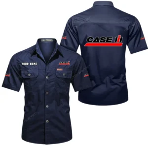Case IH Short Sleeved Shirt, All Over Print Button Shirt CAR444052625885 - Dark Blue