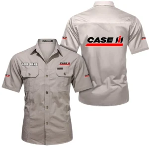 Case IH Short Sleeved Shirt, All Over Print Button Shirt CAR444052625885 - Beige