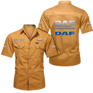 DAF Trucks Short Sleeved Shirt, All Over Print Button Shirt CAR444052625886 - Turmeric