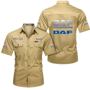 DAF Trucks Short Sleeved Shirt, All Over Print Button Shirt CAR444052625886 - Khaki