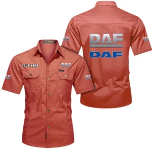 DAF Trucks Short Sleeved Shirt, All Over Print Button Shirt CAR444052625886 - Red