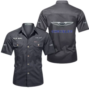 Chrysler Short Sleeved Shirt, All Over Print Button Shirt CAR444052625887 - Gray