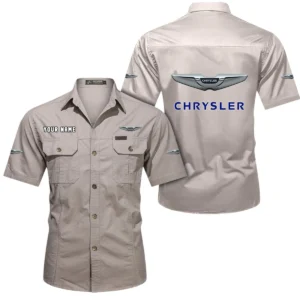 Chrysler Short Sleeved Shirt, All Over Print Button Shirt CAR444052625887 - Beige