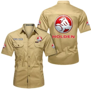 Holden Short Sleeved Shirt, All Over Print Button Shirt CAR444052625888 - Khaki